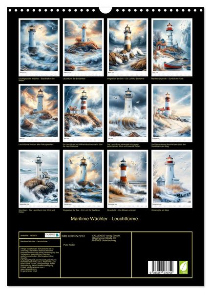 Produktbild: Maritime W&auml;chter - Leuchtt&uuml;rme (Wandkalender 2026 DIN A3 hoch), CALVENDO Monatskalender
