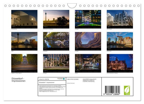 Produktbild: D&uuml;sseldorf - Impressionen (Wandkalender 2026 DIN A4 quer), CALVENDO Monatskalender
