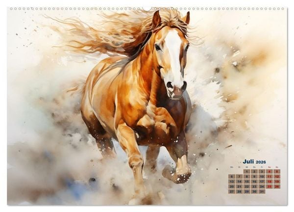 Produktbild: Kraftpakete in Aquarell (hochwertiger Premium Wandkalender 2026 DIN A2 quer), Kunstdruck in Hochglanz