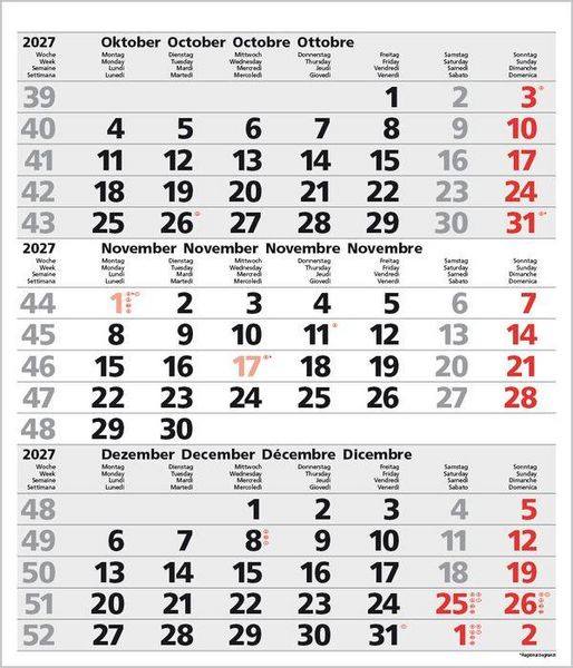 Produktbild: 3-Monats-Planer Comfort Grau 2027