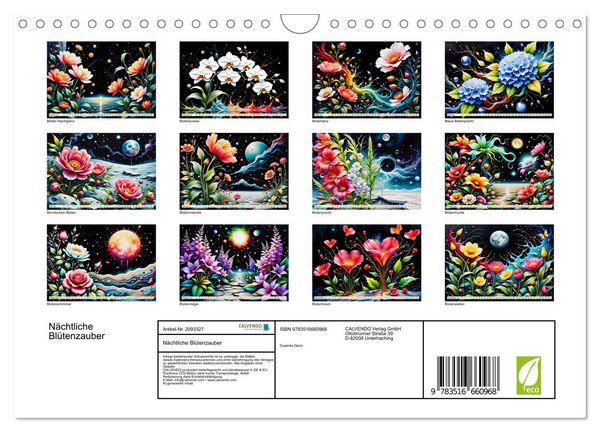 Produktbild: N&auml;chtliche Bl&uuml;tenzauber (Wandkalender 2026 DIN A4 quer), CALVENDO Monatskalender
