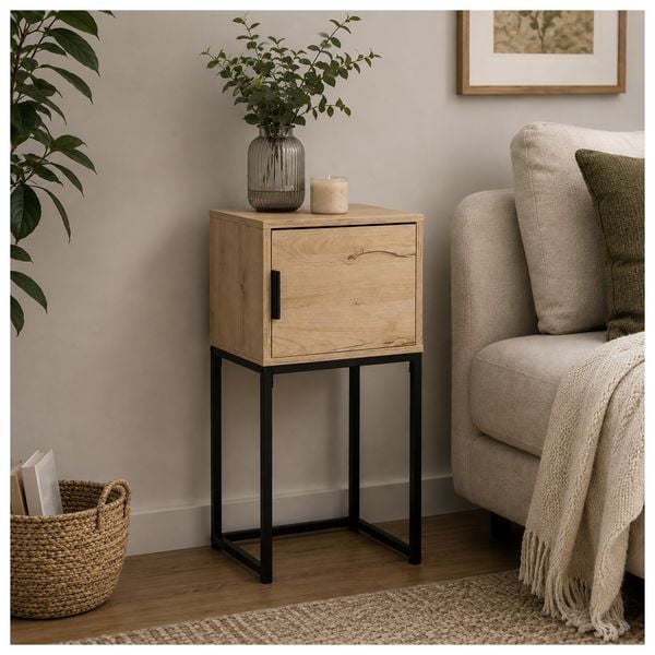 HTI-Living Konsolentisch Cedrik 40 cm mit Tür Artisaneiche-Schwarz