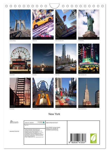 Produktbild: New York (Wandkalender 2026 DIN A4 hoch), CALVENDO Monatskalender