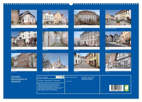 Produktbild: Ottweiler - Barockperle im Saarland (hochwertiger Premium Wandkalender 2026 DIN A2 quer), Kunstdruck in Hochglanz