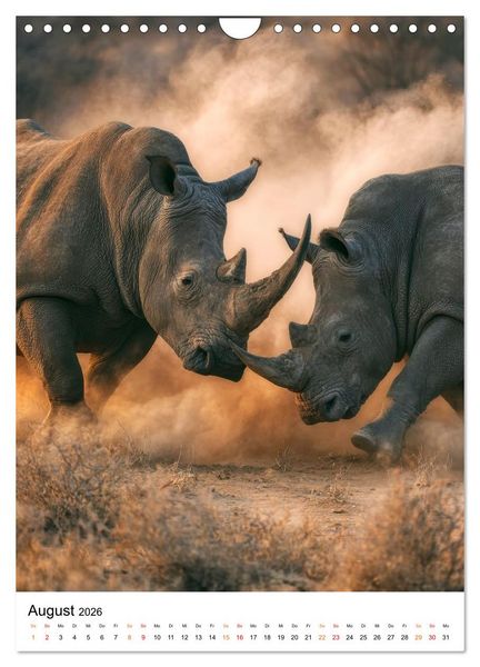 Produktbild: Nashorn - Stark. Stur. Schnell. (Wandkalender 2026 DIN A4 hoch), CALVENDO Monatskalender