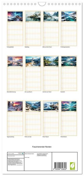 Produktbild: Familienplaner 2027 - Faszinierender Norden mit 5 Spalten (Wandkalender, 21 x 45 cm) CALVENDO