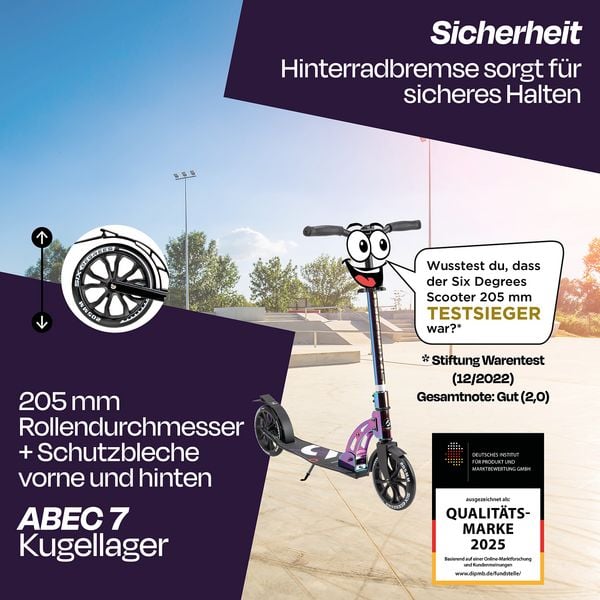 Produktbild: SIX DEGREES Aluminium Scooter 205 mm neochrome Special-Edition