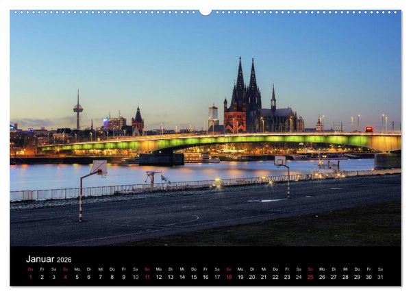 Produktbild: k&ouml;ln dunkelbunt II &ndash; Die Stadt leuchtet! (hochwertiger Premium Wandkalender 2026 DIN A2 quer), Kunstdruck in Hochglanz