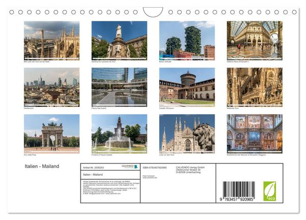 Produktbild: Italien - Mailand (Wandkalender 2026 DIN A4 quer), CALVENDO Monatskalender