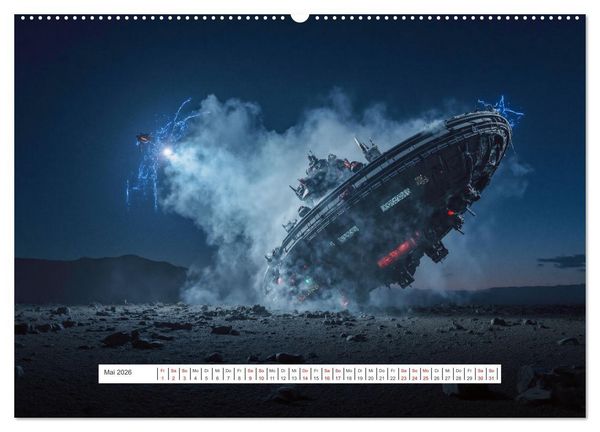 Produktbild: Fliegende Untertasse - Die gro&szlig;e Fantasiereise (hochwertiger Premium Wandkalender 2026 DIN A2 quer), Kunstdruck in Hochglanz