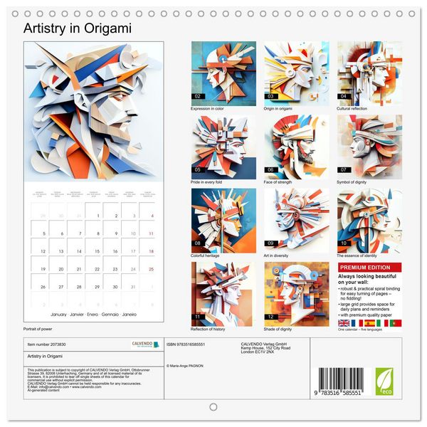 Produktbild: Artistry in Origami (Wall Calendar 2026 12 &times; 12 Inch) CALVENDO 12 Month Wall Calendar