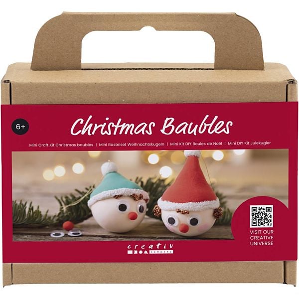 Produktbild: Creativ Company DIY Sets Modellieren Mini Kreativ Set Weihnachtskugeln, Rote und gr&uuml;ne Wichtel, Kreativ Box