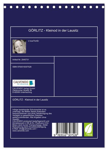 Produktbild: G&Ouml;RLITZ - Kleinod in der Lausitz (Tischkalender 2026 DIN A5 hoch), CALVENDO Monatskalender