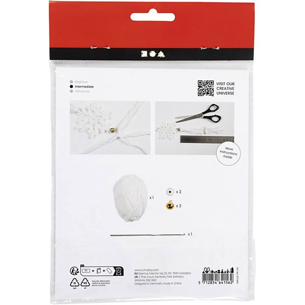Produktbild: Creativ Company DIY Sets Stricken & H&auml;keln Mini Kreativ Set H&auml;keln, Wei&szlig;, Schneeflocken, Kreativ Box