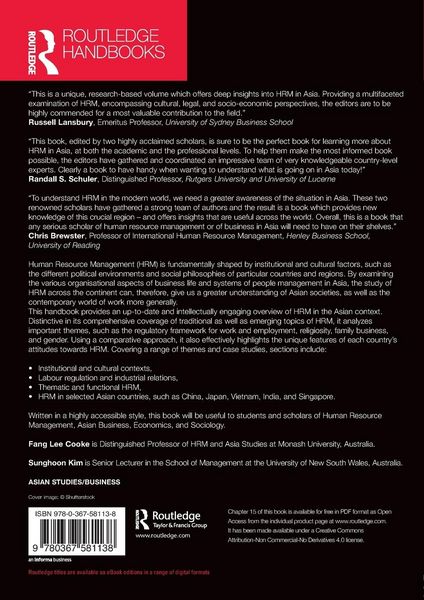 Produktbild: Routledge Handbook of Human Resource Management in Asia