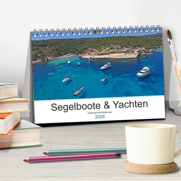 Produktbild: Segelboote und Yachten - Lebensart am Mittelmeer (Tischkalender 2026 DIN A5 quer), CALVENDO Monatskalender