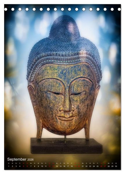 Produktbild: Die Welt mit Buddha (Tischkalender 2026 DIN A5 hoch), CALVENDO Monatskalender