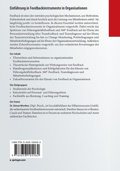 Produktbild: Einf&uuml;hrung in Feedbackinstrumente in Organisationen