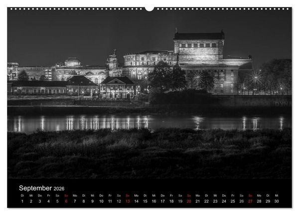 Produktbild: Dresden - Elbflorenz bei Nacht (hochwertiger Premium Wandkalender 2026 DIN A2 quer), Kunstdruck in Hochglanz