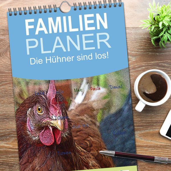 Produktbild: Familienplaner 2026 - Die H&uuml;hner sind los! mit 5 Spalten (Wandkalender, 21 x 45 cm) CALVENDO