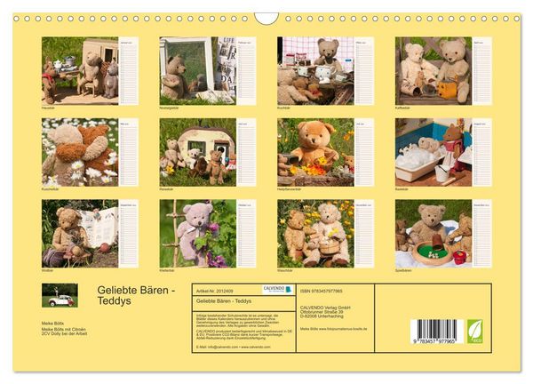 Produktbild: Geliebte B&auml;ren - Teddys (Wandkalender 2026 DIN A3 quer), CALVENDO Monatskalender