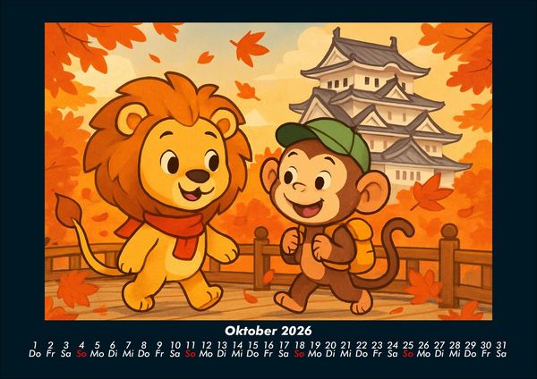 Produktbild: Buschi & Milo - Reise durch Japan 2026 Fotokalender DIN A4