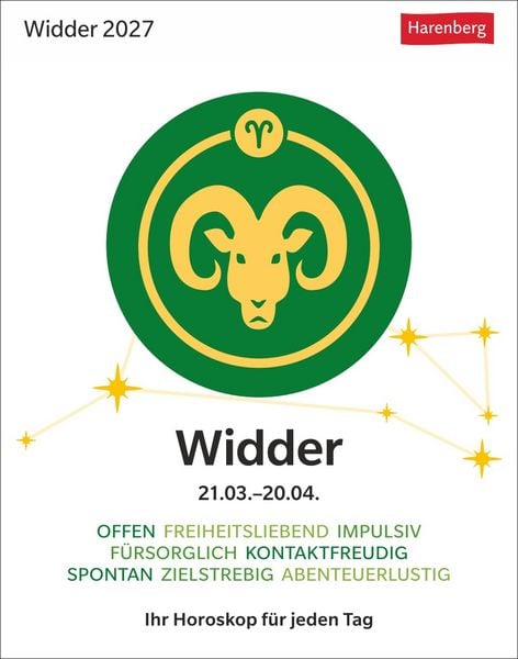 Produktbild: Widder Sternzeichenkalender 2027 - Tagesabrei&szlig;kalender - Ihr Horoskop f&uuml;r jeden Tag