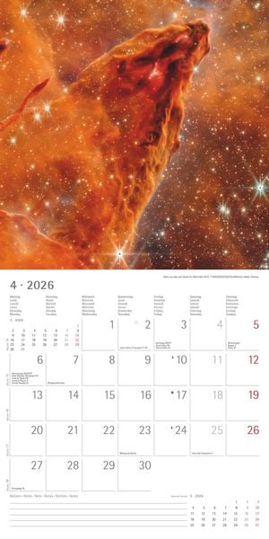 Produktbild: Space 2026 - Broschürenkalender 30x30 cm (30x60 geöffnet) - Kalender mit Platz für Notizen - Weltraum - Bildkalender - Wandplaner - Wandkalender