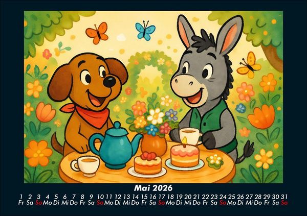 Produktbild: Wuff & Huf - Festliche Freundschaft 2026 Fotokalender DIN A5