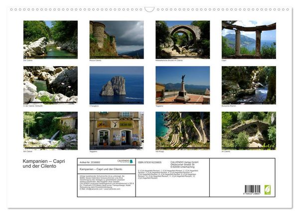 Produktbild: Kampanien &ndash; Capri und der Cilento (Wandkalender 2026 DIN A2 quer), CALVENDO Monatskalender