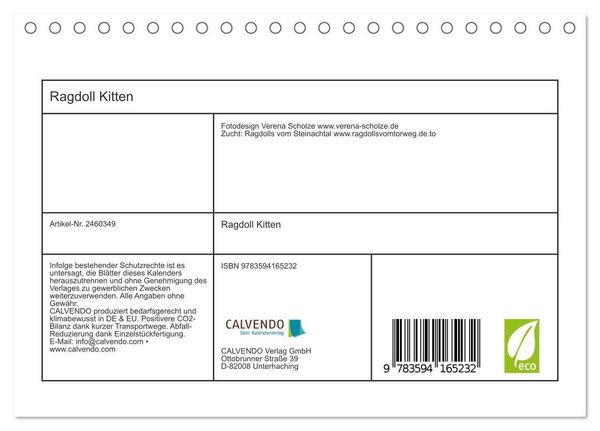 Produktbild: Ragdoll Kitten (Tischkalender 2027 DIN A5 quer), CALVENDO Monatskalender