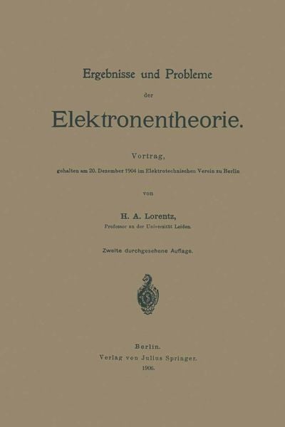 Produktbild: Ergebnisse und Probleme der Elektronentheorie