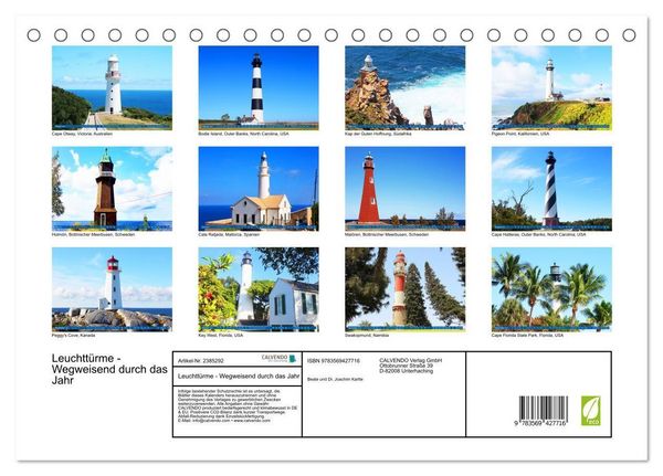 Produktbild: Leuchtt&uuml;rme - Wegweisend durch das Jahr (Tischkalender 2027 DIN A5 quer), CALVENDO Monatskalender