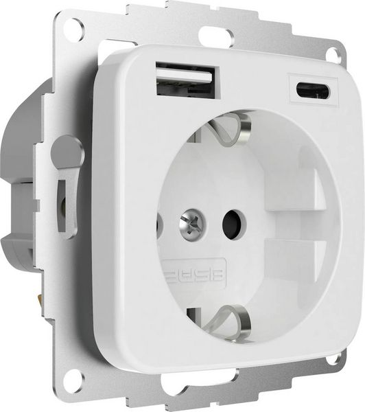 Produktbild: 2USB 2U-449368 Schutzkontakt-Steckdose erh&ouml;hter Ber&uuml;hrungsschutz, mit USB-Ladeausgang IP20 Reinwei&szlig; (gl&auml;nzend)