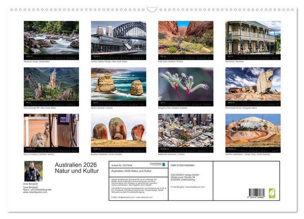 Produktbild: Australien 2026 Natur und Kultur (Wandkalender 2026 DIN A2 quer), CALVENDO Monatskalender
