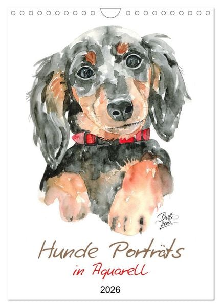 Produktbild: Hunde Portr&auml;ts in Aquarell (Wandkalender 2026 DIN A4 hoch), CALVENDO Monatskalender