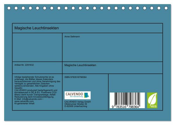 Produktbild: Magische Leuchtinsekten (Tischkalender 2027 DIN A5 quer), CALVENDO Monatskalender