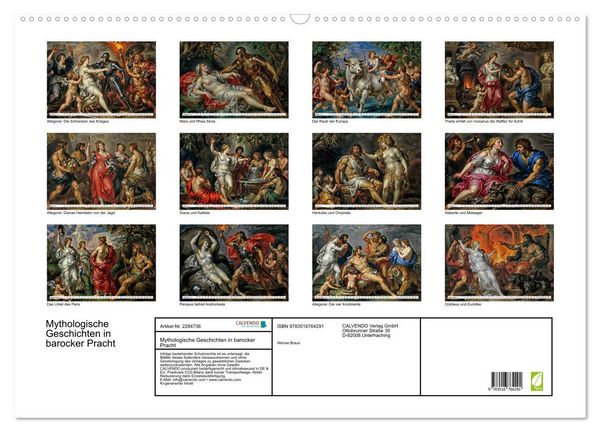 Produktbild: Mythologische Geschichten in barocker Pracht (Wandkalender 2027 DIN A2 quer), CALVENDO Monatskalender