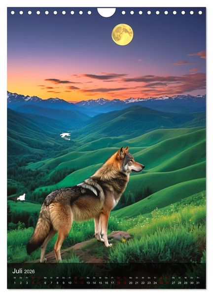 Produktbild: Der Wolf - Sehnsucht Freiheit Kraft (Wandkalender 2026 DIN A4 hoch), CALVENDO Monatskalender