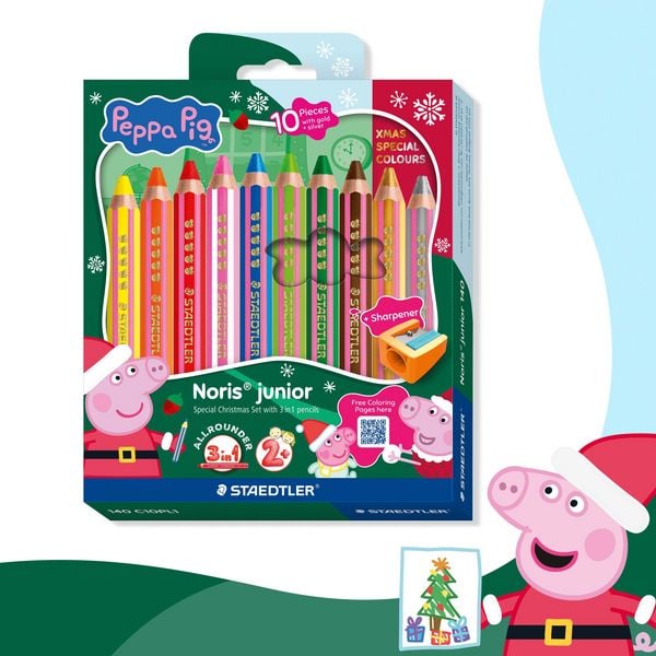 Produktbild: STAEDTLER Farbstifte Buntstift Noris junior Peppa 10er Set + Spitzer, Weihnachten