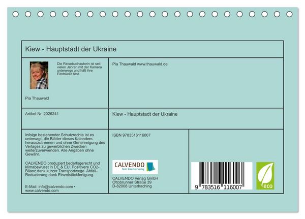 Produktbild: Kiew - Hauptstadt der Ukraine (Tischkalender 2026 DIN A5 quer), CALVENDO Monatskalender