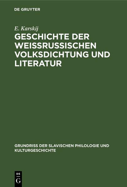 Produktbild: Geschichte der weissrussischen Volksdichtung und Literatur