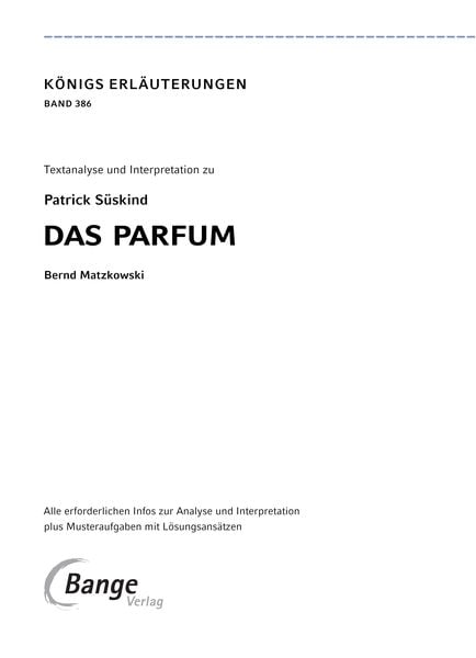 Produktbild: Das Parfum - Textanalyse und Interpretation