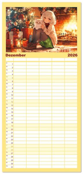 Produktbild: Familienplaner 2026 - Anime-Freunde - Terminplaner mit niedlichen Tierfreundschaften mit 5 Spalten (Wandkalender, 21 x 45 cm) CALVENDO