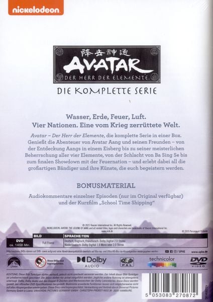 Produktbild: Avatar - Der Herr der Elemente: Die komplette Serie [13 DVDs]