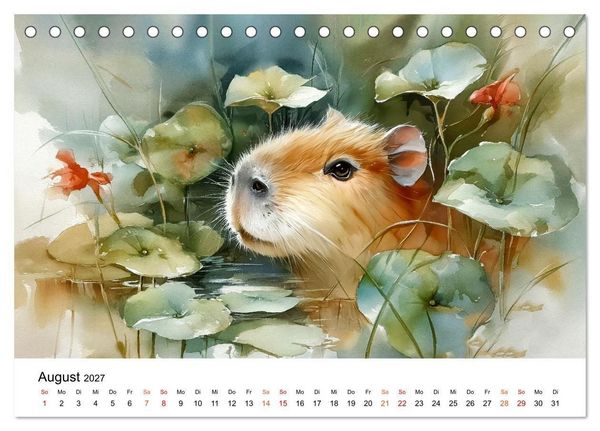Produktbild: Capybara - die Kunst des gelassenen Daseins (Tischkalender 2027 DIN A5 quer), CALVENDO Monatskalender