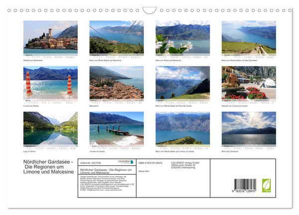 Produktbild: N&ouml;rdlicher Gardasee - Die Regionen um Limone und Malcesine (Wandkalender 2026 DIN A3 quer), CALVENDO Monatskalender
