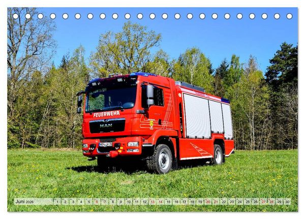Produktbild: Feuerwehrfahrzeuge (Tischkalender 2026 DIN A5 quer), CALVENDO Monatskalender