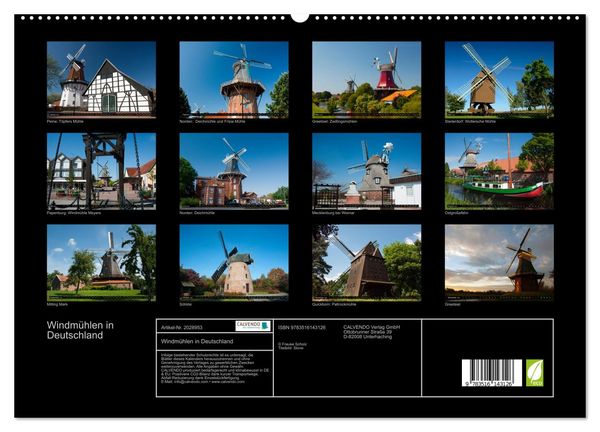 Produktbild: Windm&uuml;hlen in Deutschland (hochwertiger Premium Wandkalender 2026 DIN A2 quer), Kunstdruck in Hochglanz