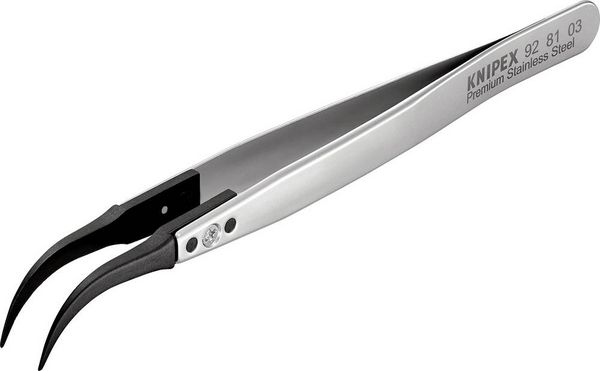 Produktbild: Knipex 92 81 03 ESD Pinzette 1 St&uuml;ck Spitz 130mm